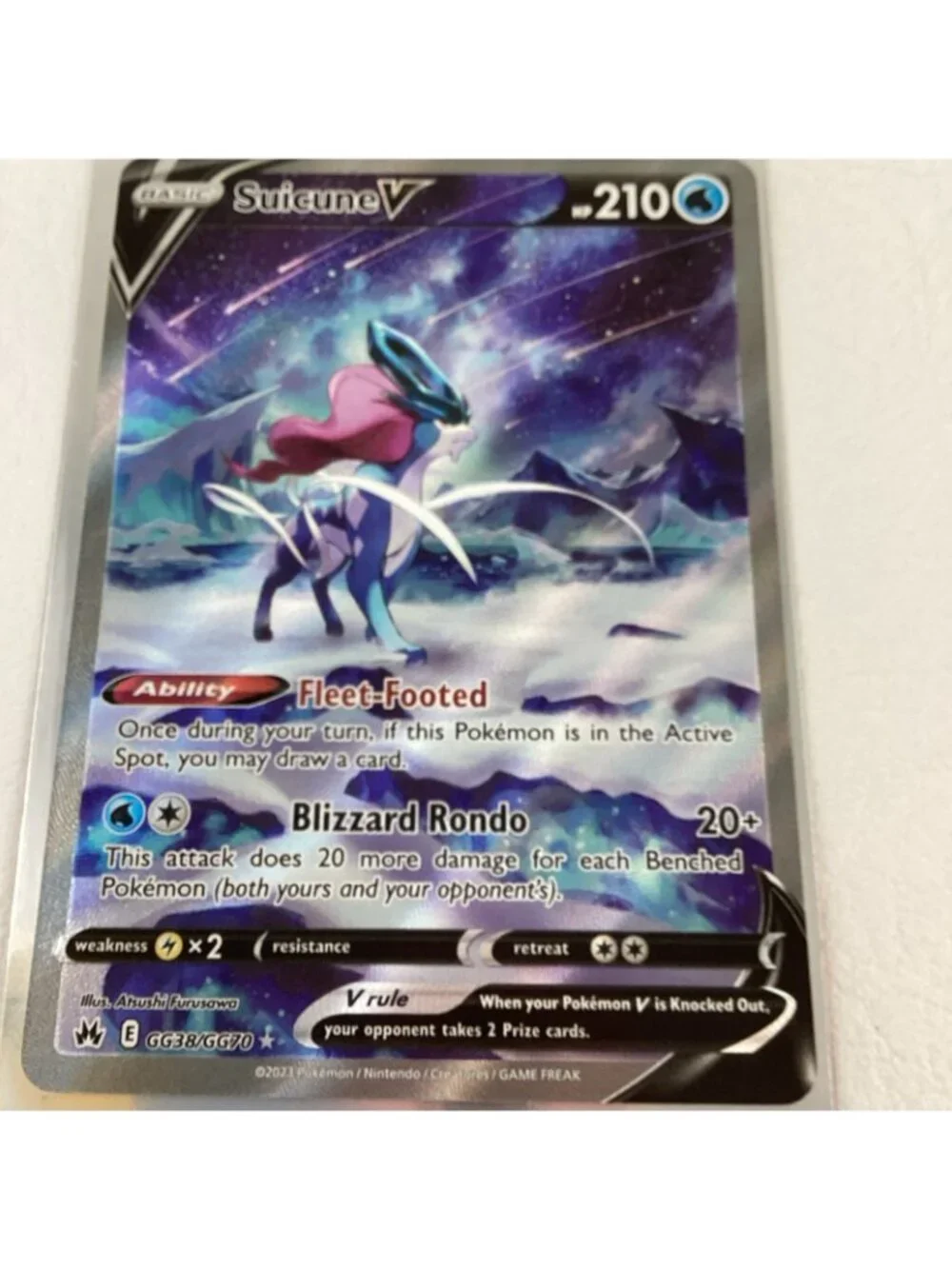 Suicune V GG38/GG70 Pokemon SWSH: Crown Zenith: Galarian Gallery Holo Full Art
